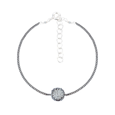 Pulsera Diamantes 1 Redondo Negro Ajustable Gris